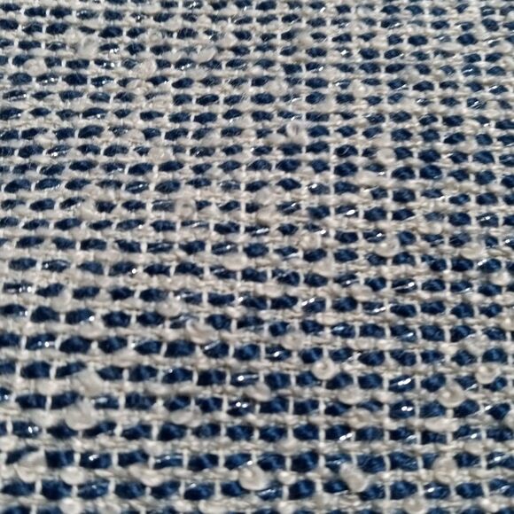 BANANA REPUBLIC Tweed Skirt Navy blue white  Sz 14 Frayed edges Metallic threads - Picture 2 of 9